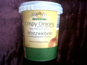 Crispy Onions found in ALDI at 1.59 euro and great in many dishes.