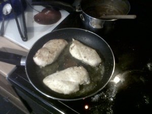Floured and browned Chicken
